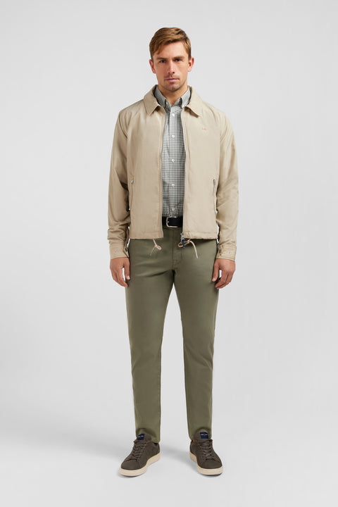 Beige zipped jacket with classic collar - Image 1