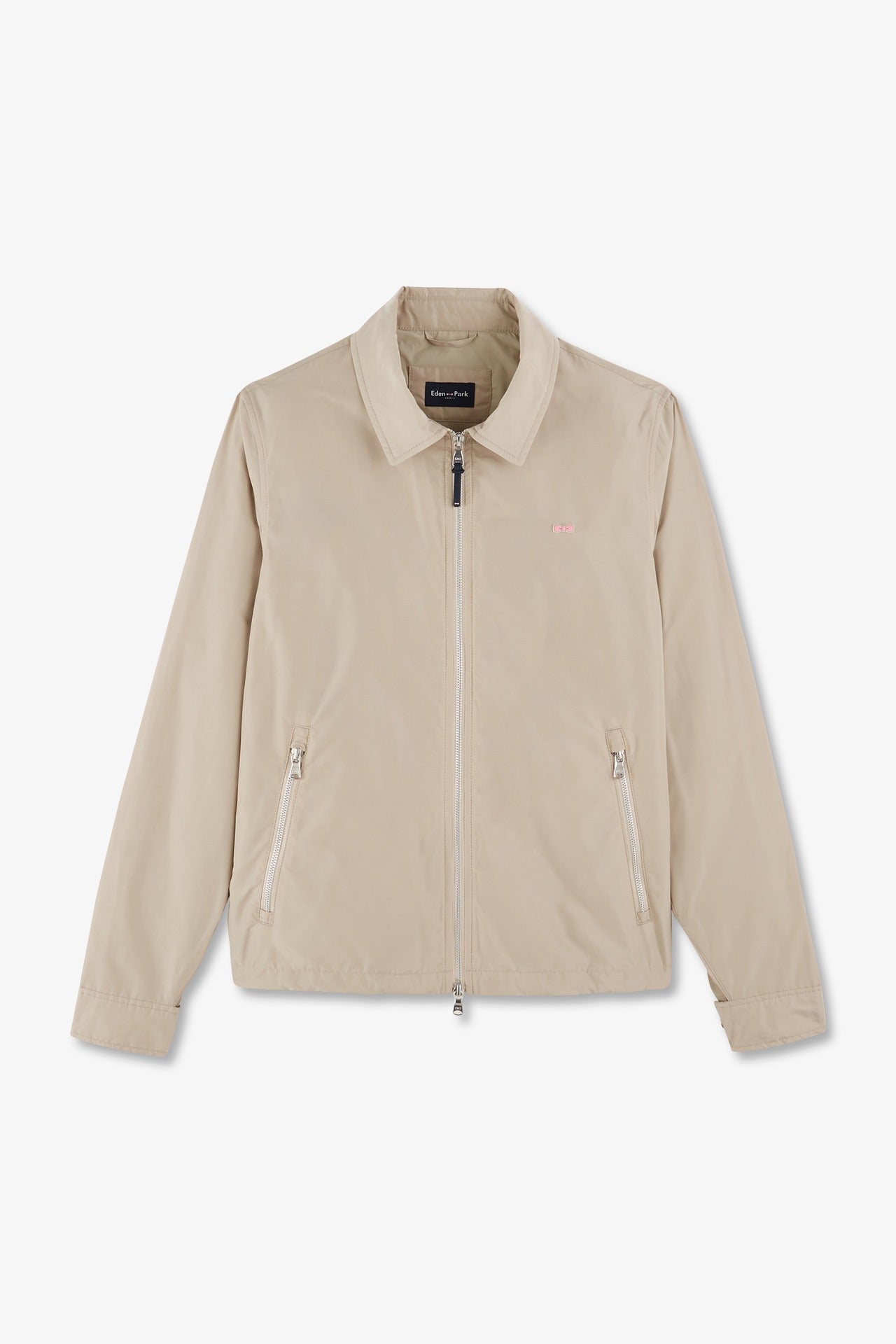 Blouson zippé à col classique beige
