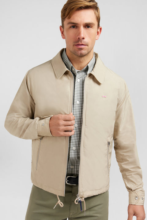 Beige zipped jacket with classic collar - Image 3