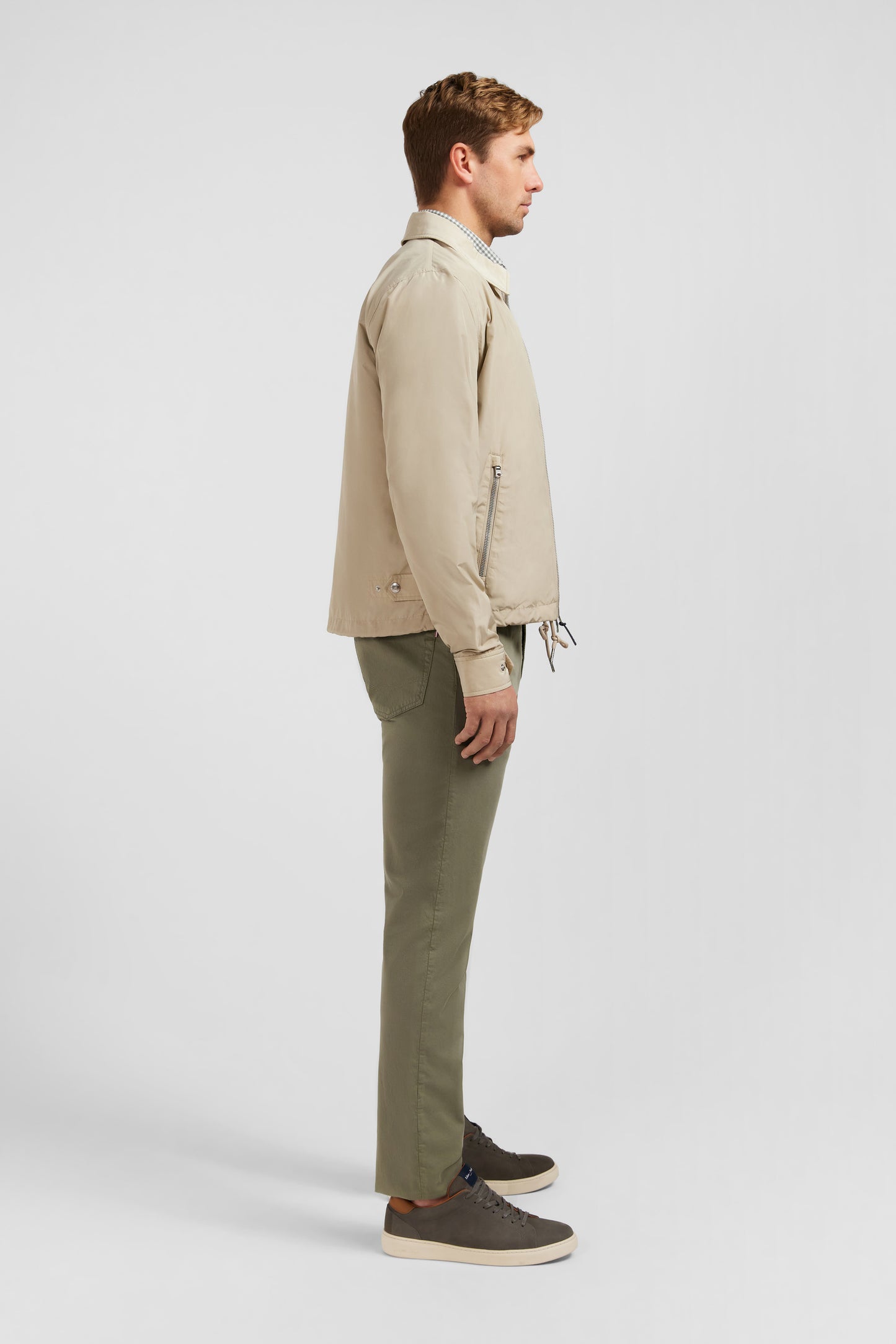 Blouson zippé à col classique beige
