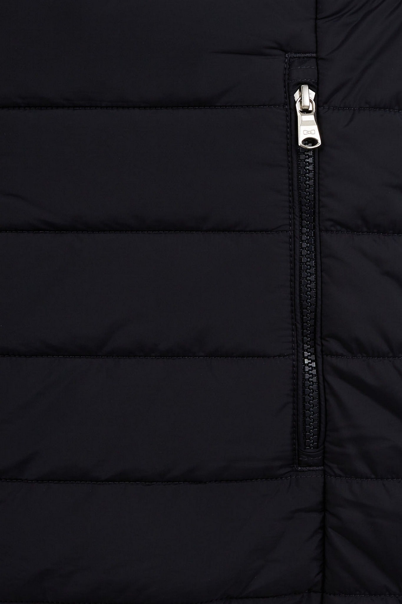 Navy blue sleeveless hooded puffa jacket