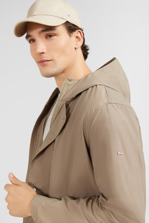 Parka à capuche en toile de coton mélangé beige - Image 2