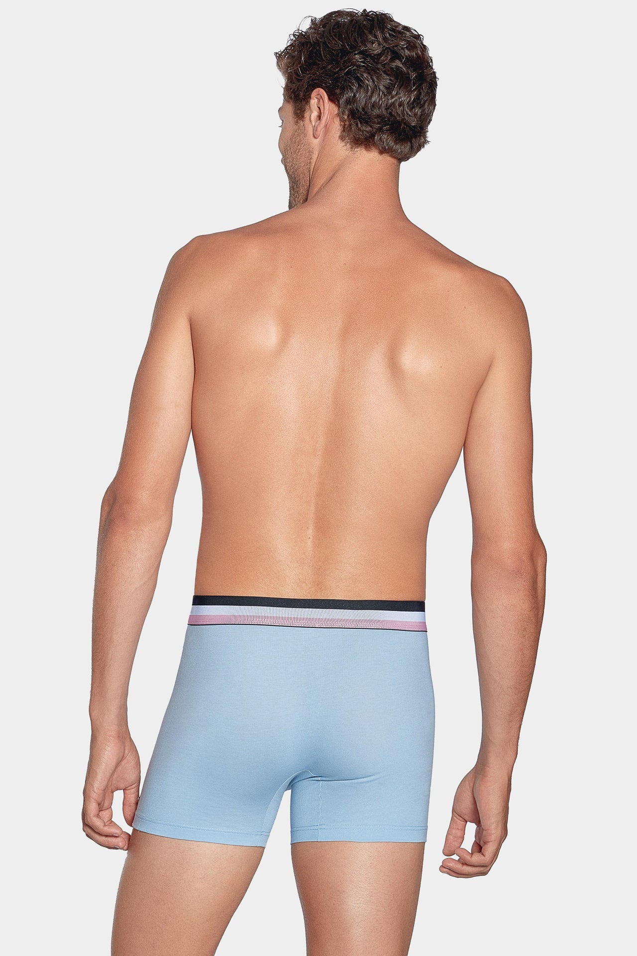 Pack de 2 boxers bleu ciel et bleu uni ceinture contrastante