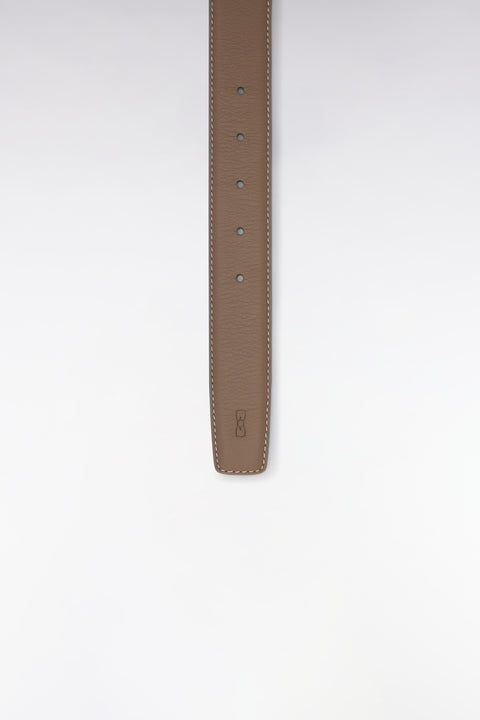 Ceinture en cuir lisse beige surpiqûres blanches - Image 3
