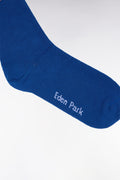 Chaussettes en coton stretch mélangé bleu à bordures cerclées
