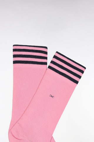 Pink stretch cotton-blend socks with full-rim trim