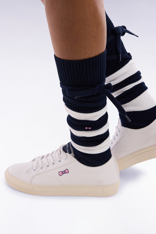Navy and white full-rimmed rugby socks