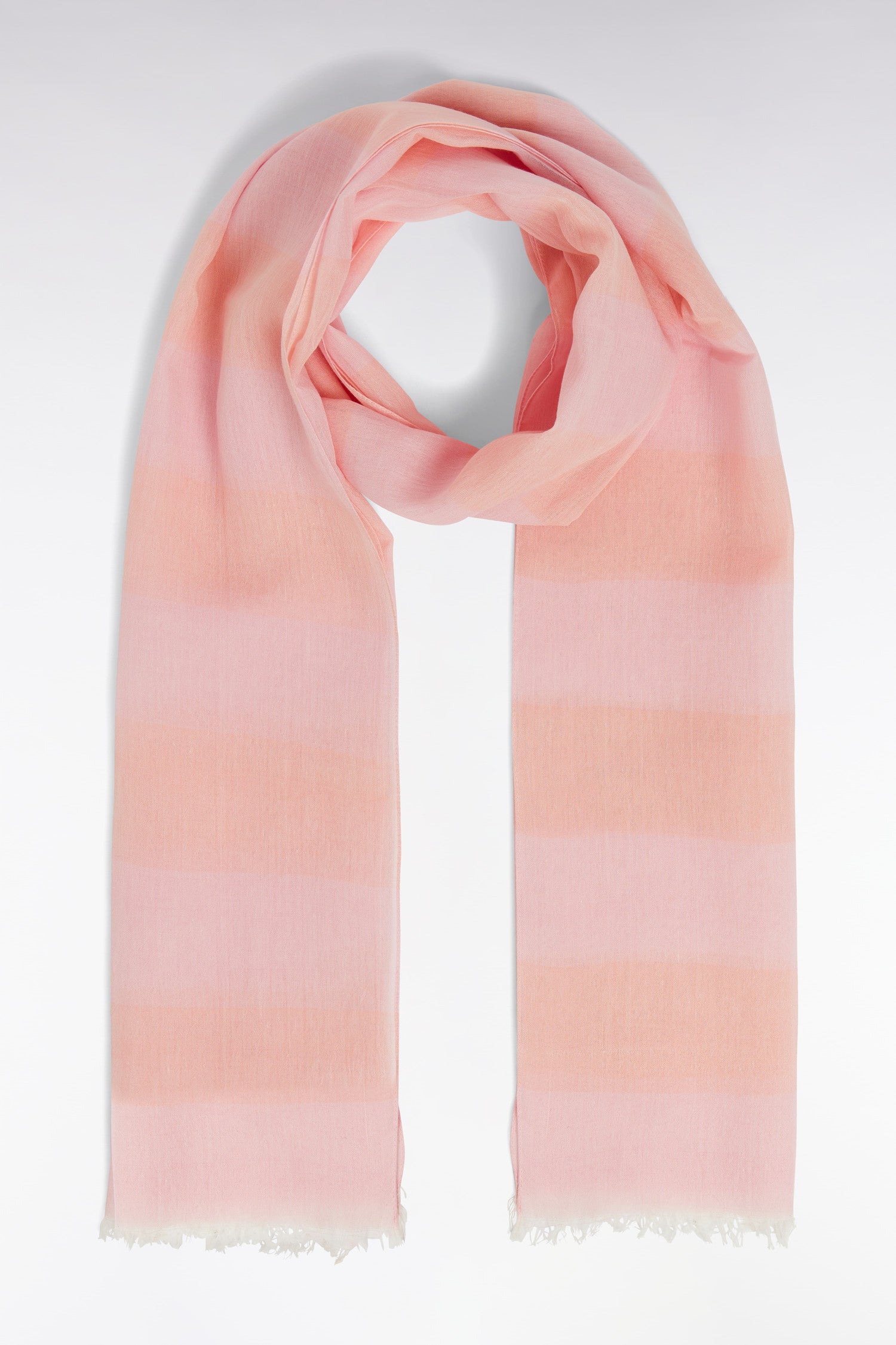 Chèche rayé en coton mélangé rose