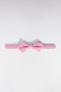 Nœud papillon uni en soie rose