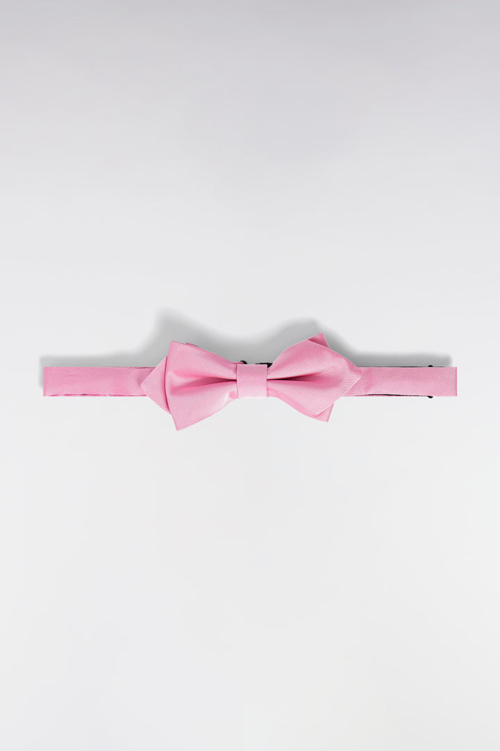 Nœud papillon uni en soie rose