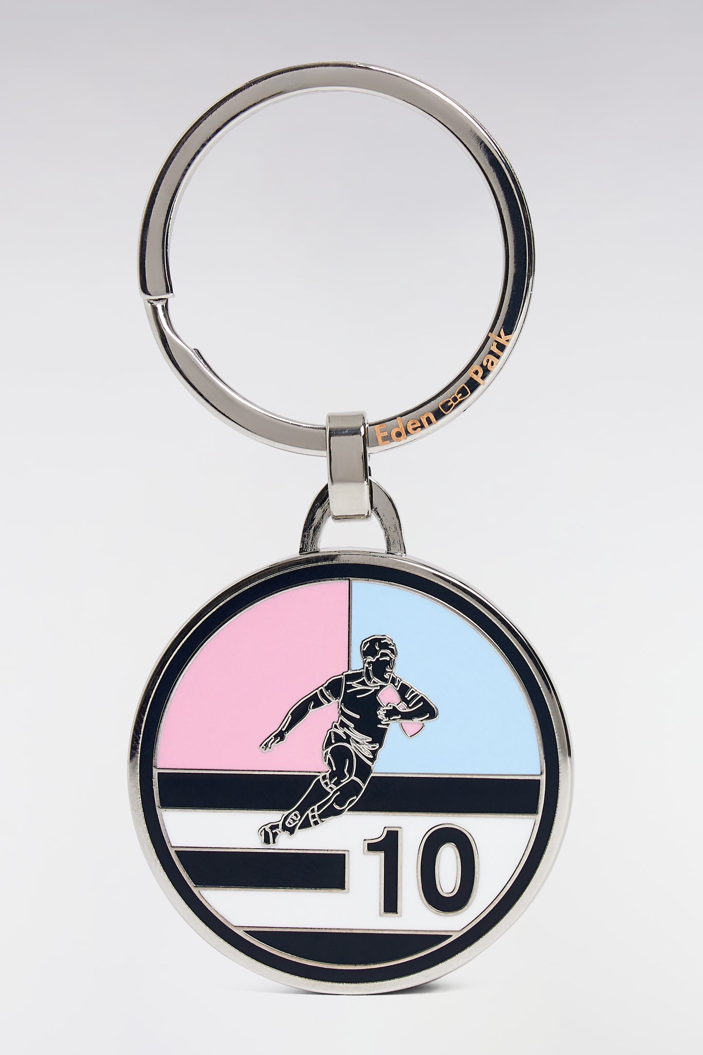 Porte-clefs médaille rugby en métal émaillé