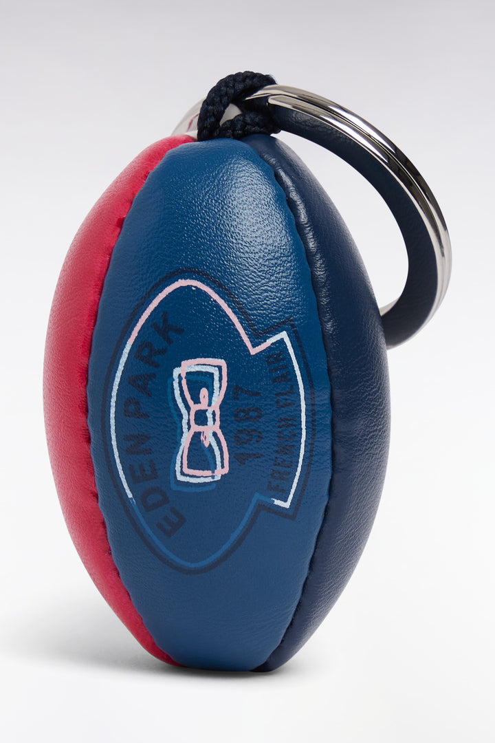 Porte-clefs ballon de rugby en cuir synthétique fuchsia