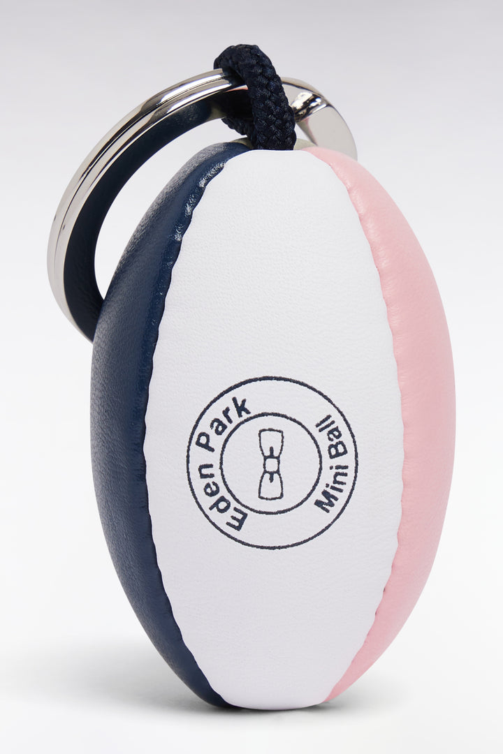 Porte-clefs ballon de rugby en cuir synthétique rose
