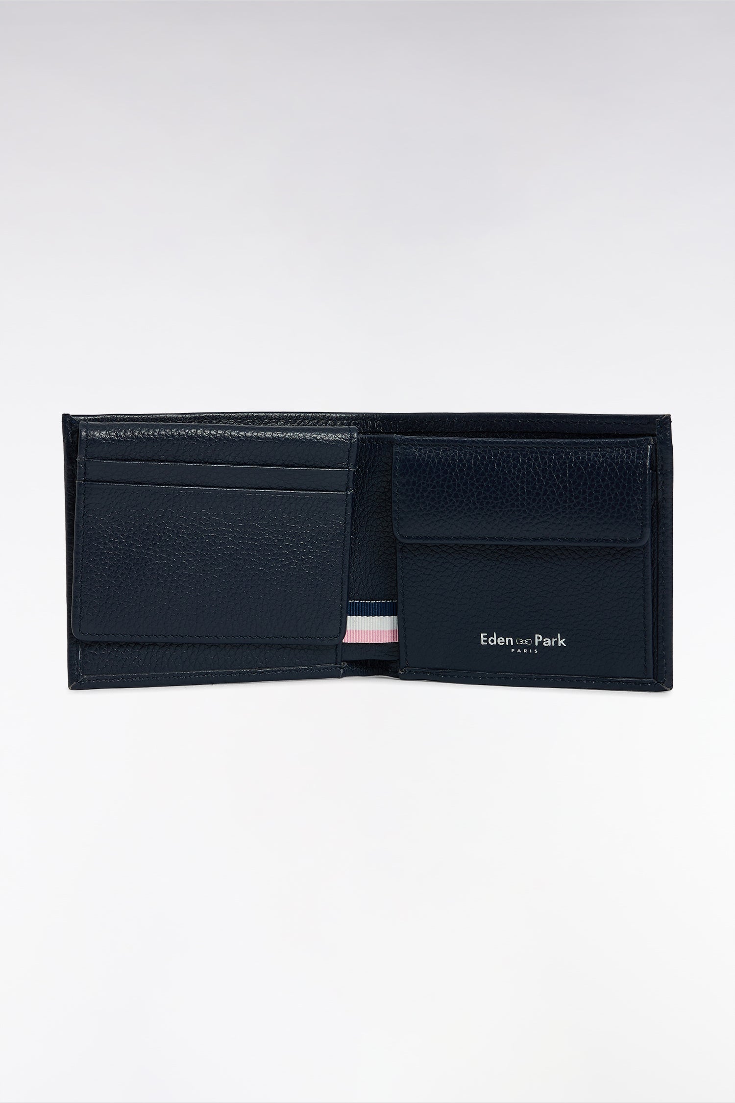 Portefeuille format italien en cuir grainé marine