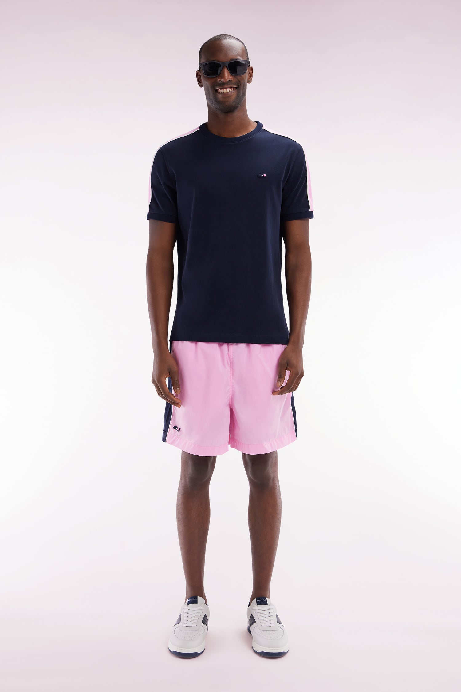 Maillot de bain tricolore rose