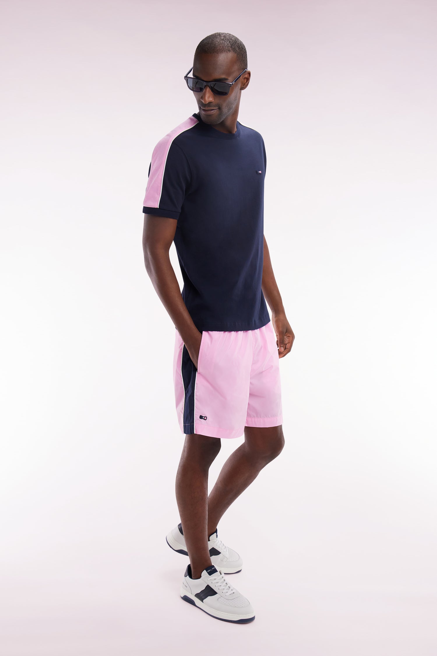 Maillot de bain tricolore rose