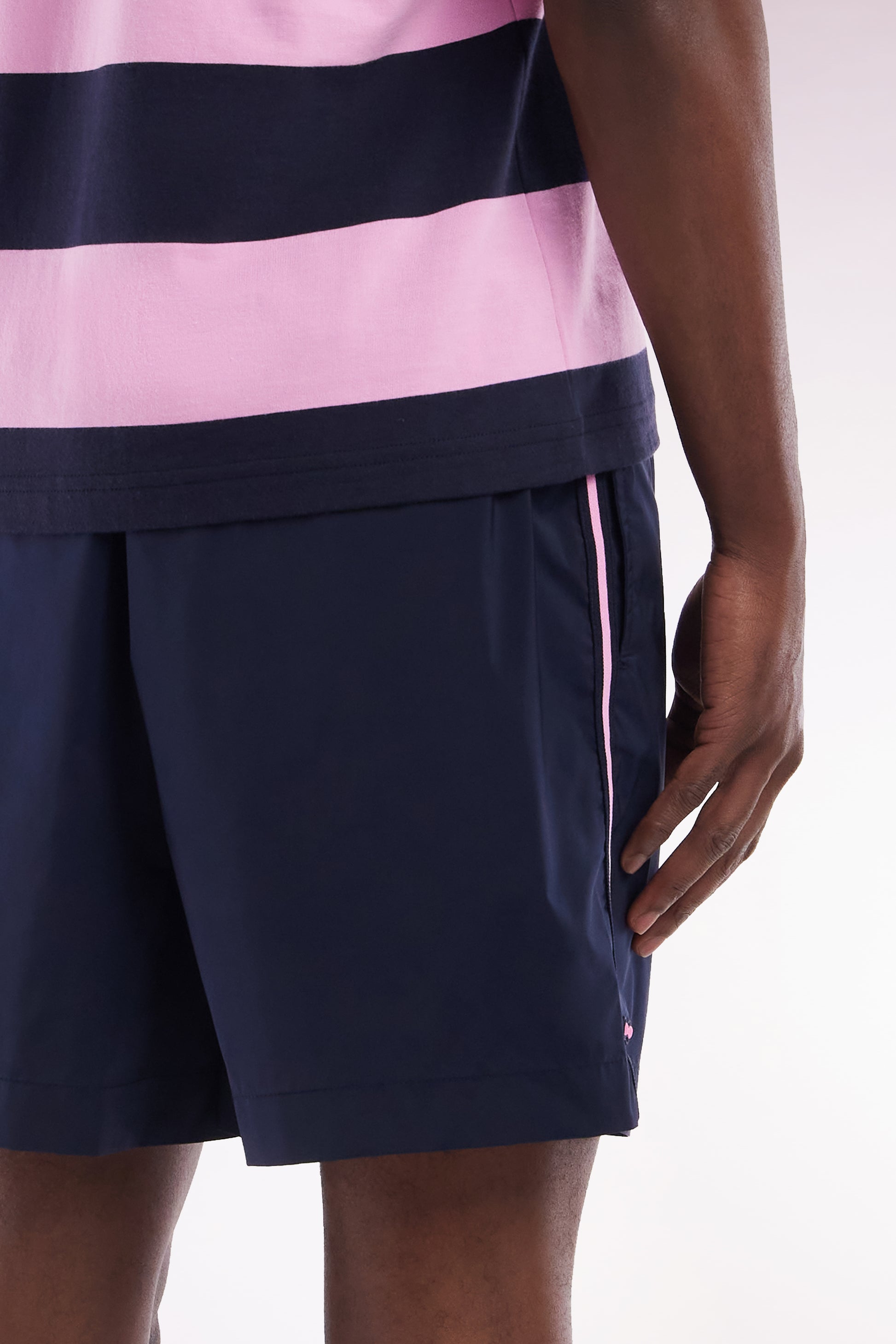 Maillot de bain marine à détails tricolores