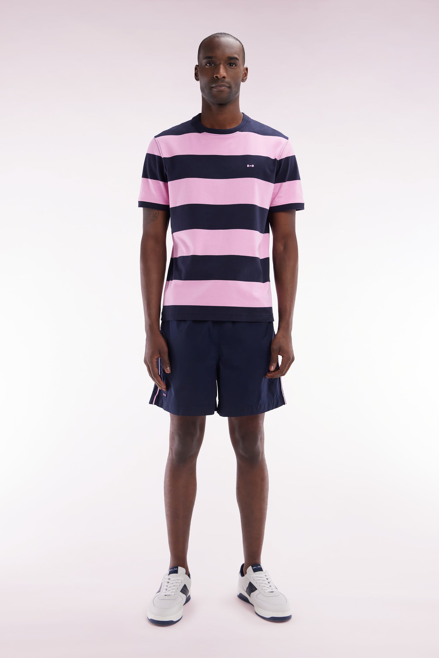 Maillot de bain marine à détails tricolores