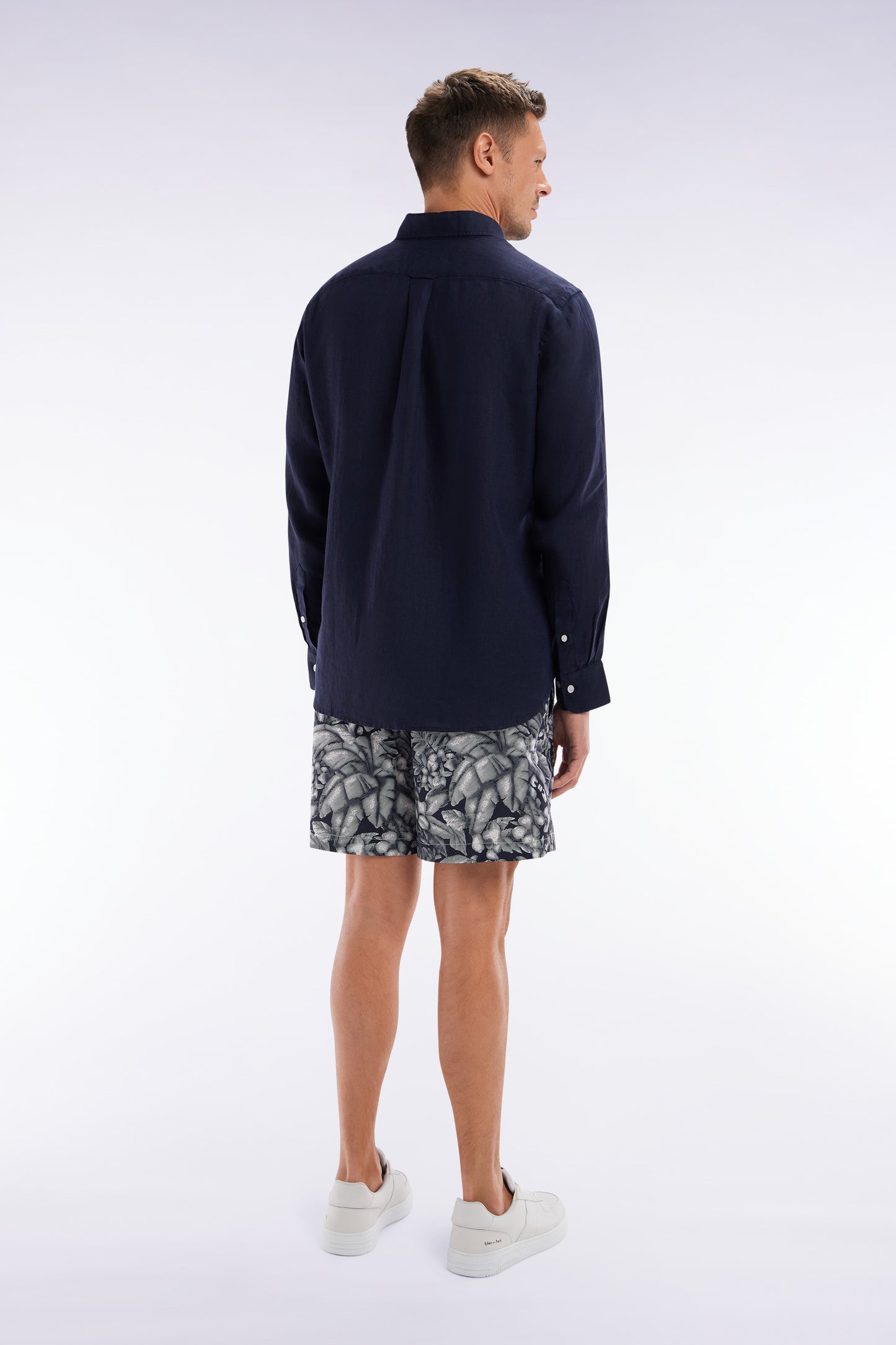 White jungle print navy swimsuit
