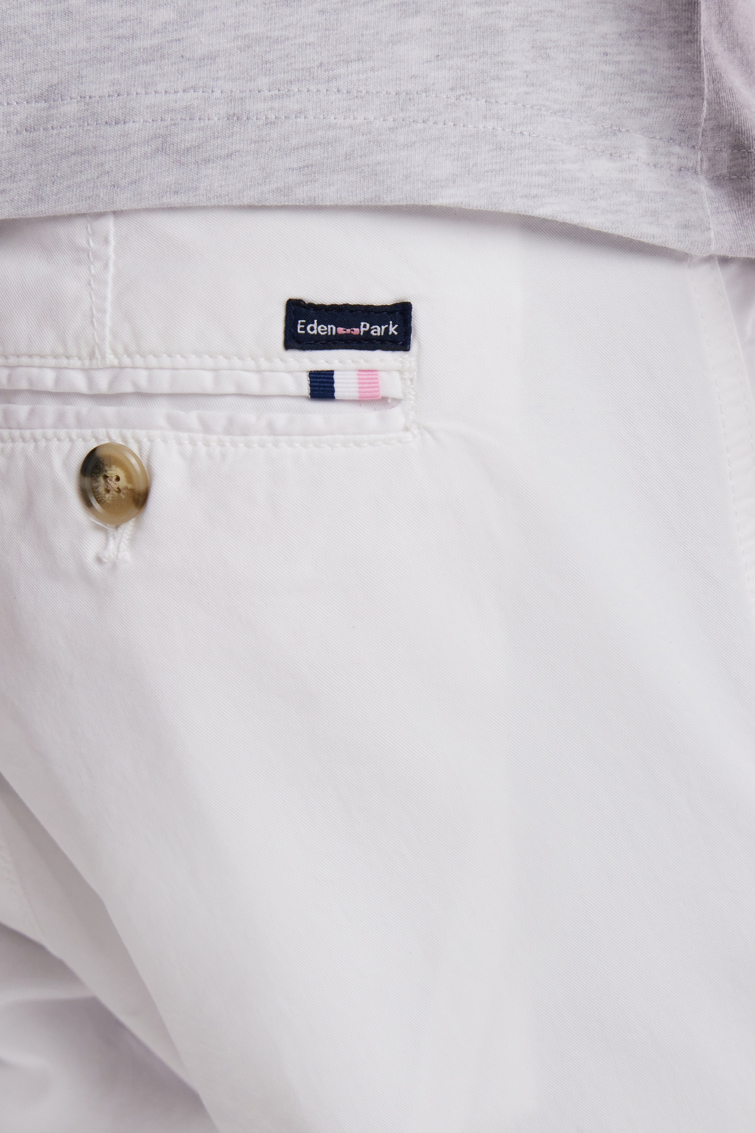 Pantalon chino sans plis en coton stretch blanc coupe droite