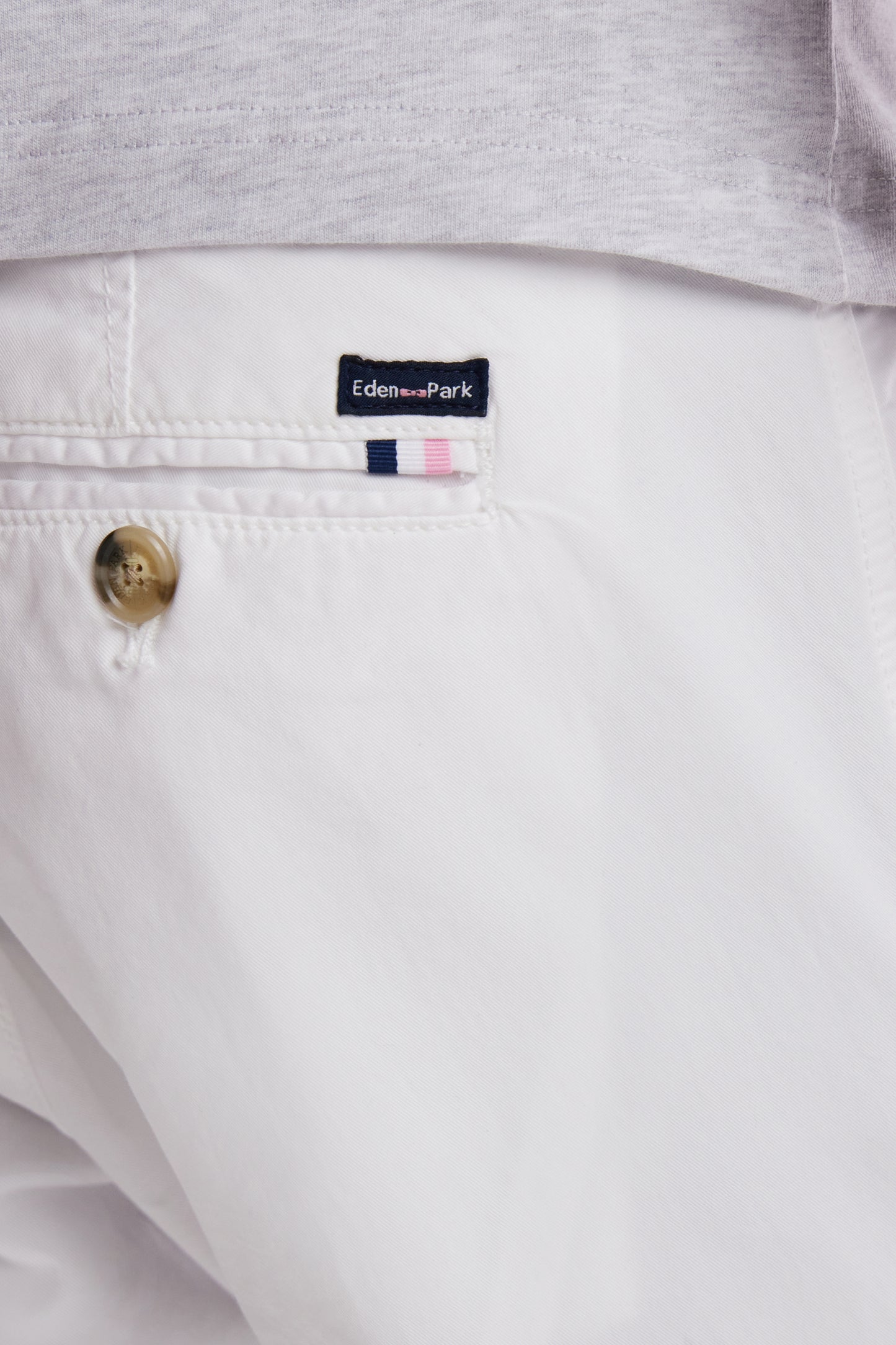 Pantalon chino sans plis en coton stretch blanc coupe droite