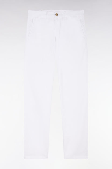 Pantalon chino sans plis en coton stretch blanc coupe droite - Image 2