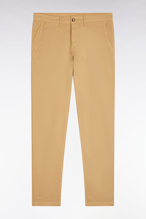 Pantalon chino sans plis en coton stretch camel coupe droite - Image 2