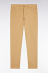 Pantalon chino sans plis en coton stretch camel coupe droite