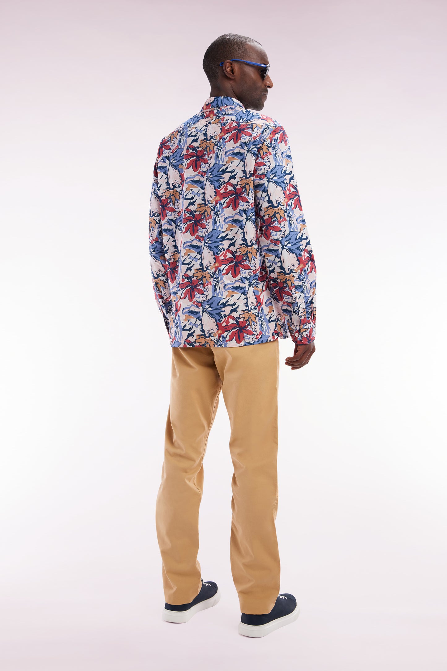 Camel straight-cut stretch cotton pleat-free chinos