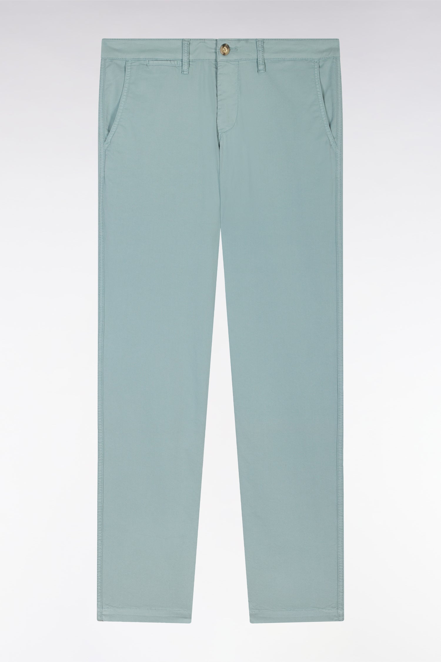 Hose Chinohose ohne plis aus Baumwolle stretch grau moyen gerade Passform