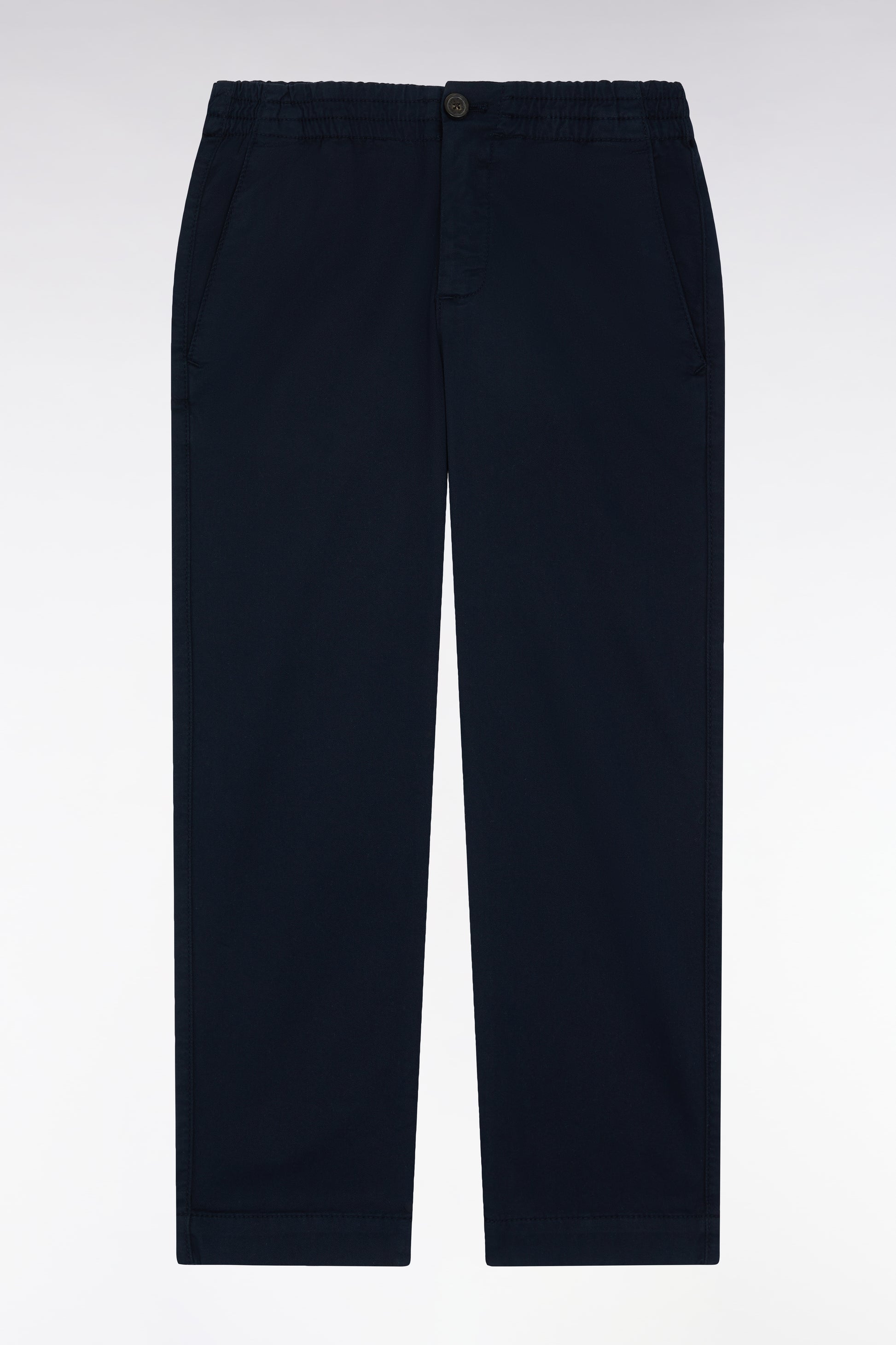 Pantalon chino sans plis en coton stretch marine coupe droite