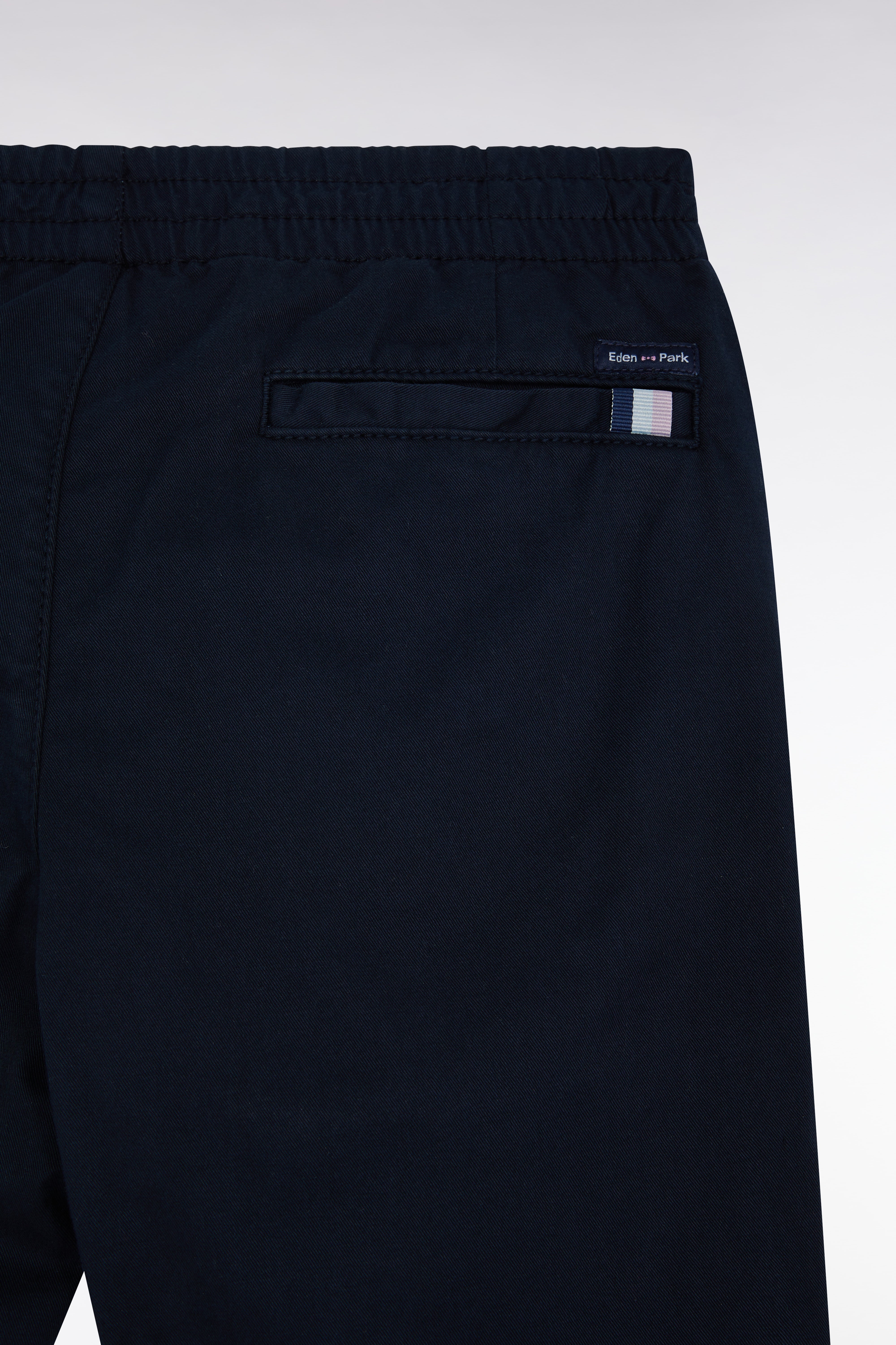 Pantalon chino sans plis en coton stretch marine coupe droite