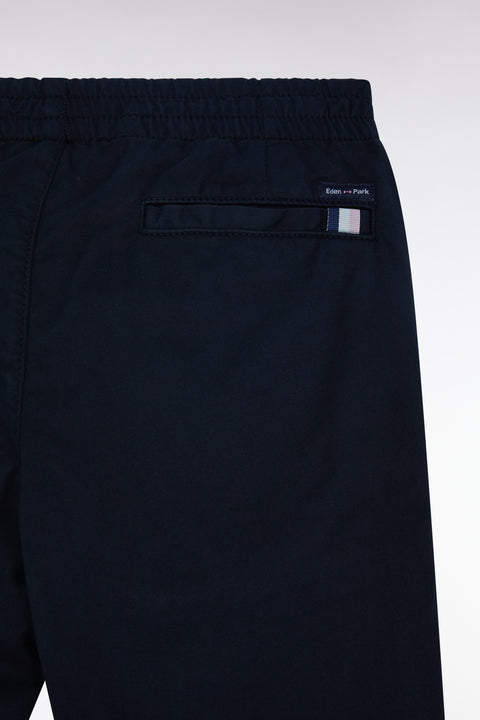 Straight-cut navy stretch cotton pleat-free chinos - Image 2