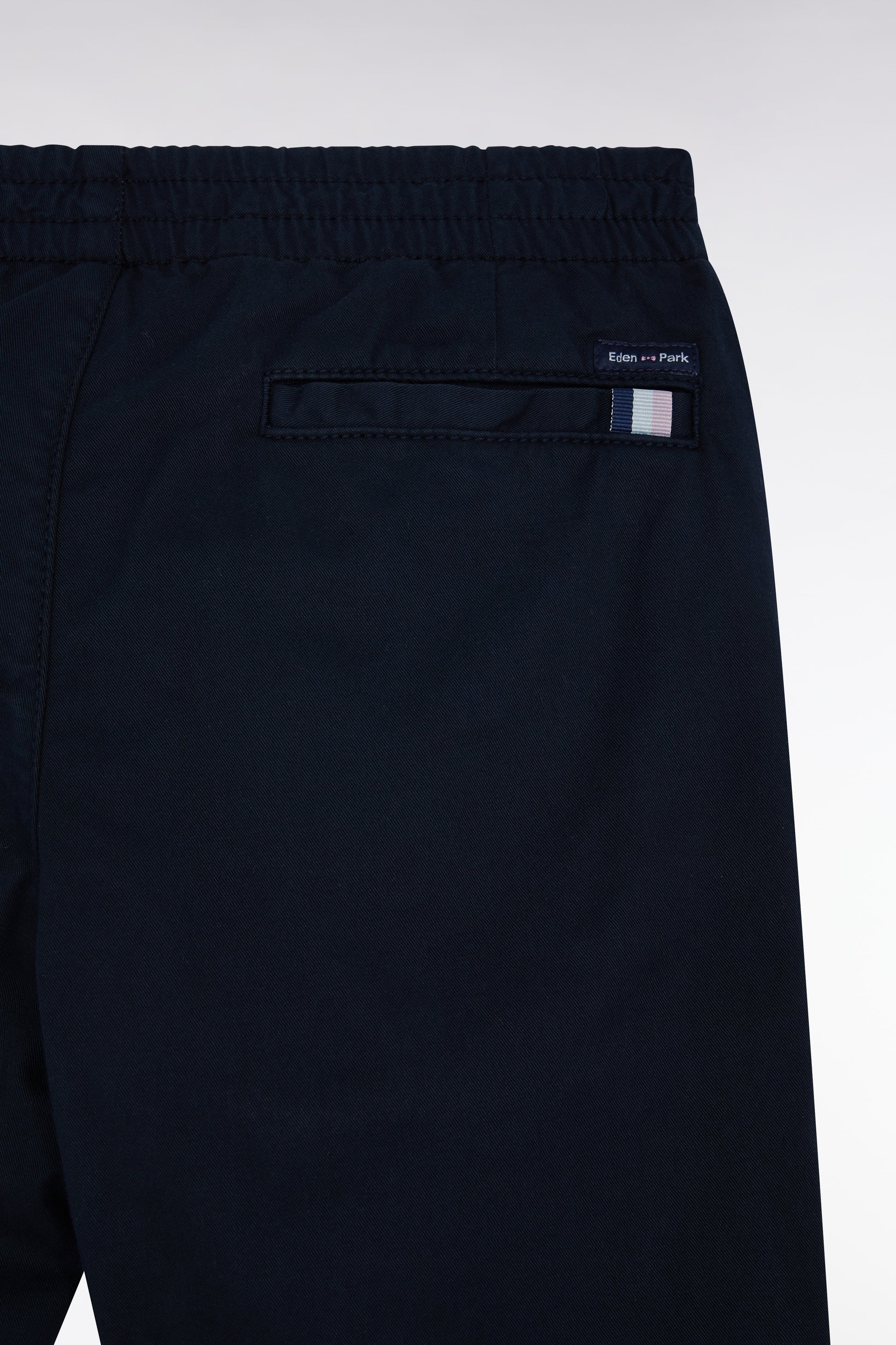Pantalon chino sans plis en coton stretch marine coupe droite