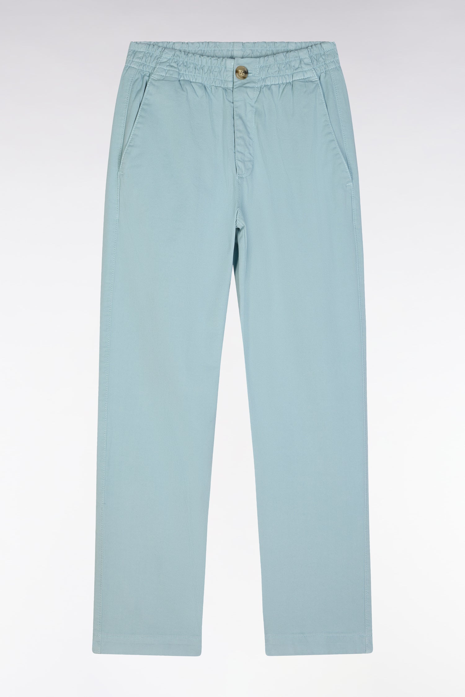 Hose Chinohose ohne plis aus Baumwolle stretch Wassergrün gerade Passform