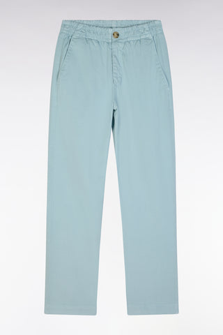 Straight-cut sea green stretch cotton pleat-free chinos