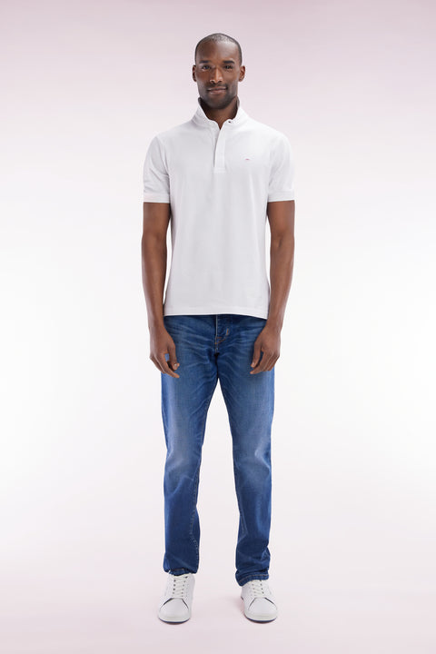 Jean 5 poches en denim stretch foncé coupe droite - Image 1