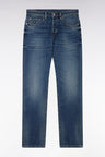 Straight-fit raw wash stretch denim 5-pocket jeans