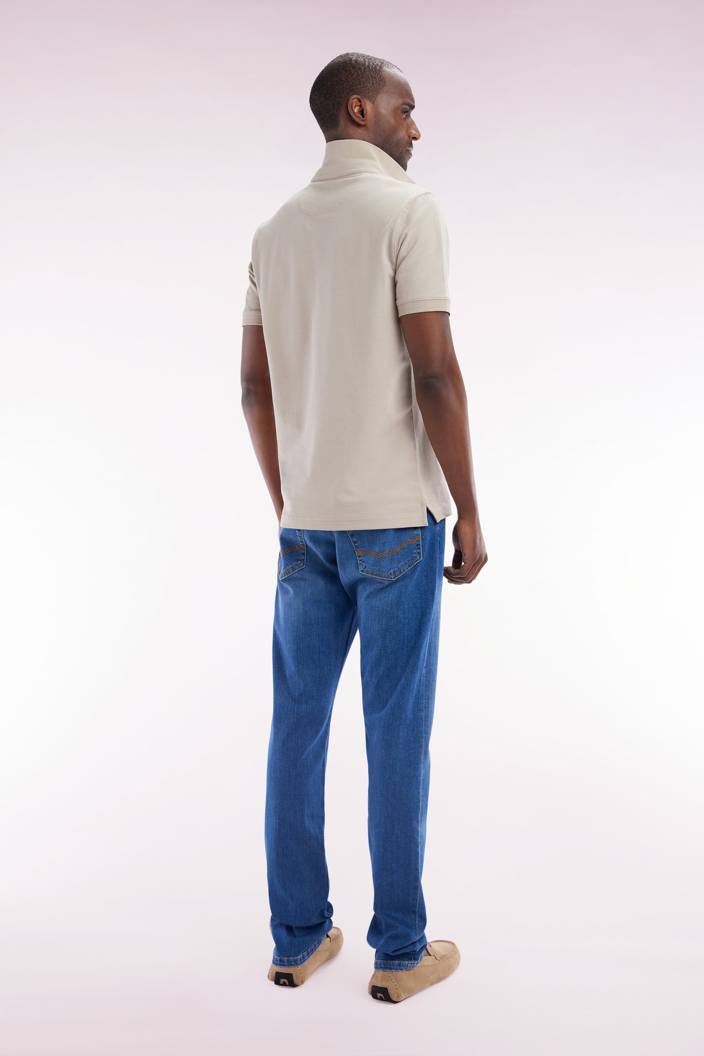 Slim-fit medium stone wash stretch denim 5-pocket jeans