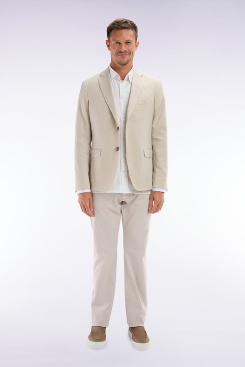 Jean 5 poches en denim stretch beige coupe droite - Image 1