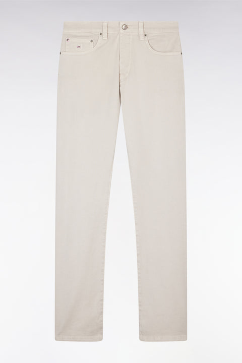 Jean 5 poches en denim stretch beige coupe droite - Image 2