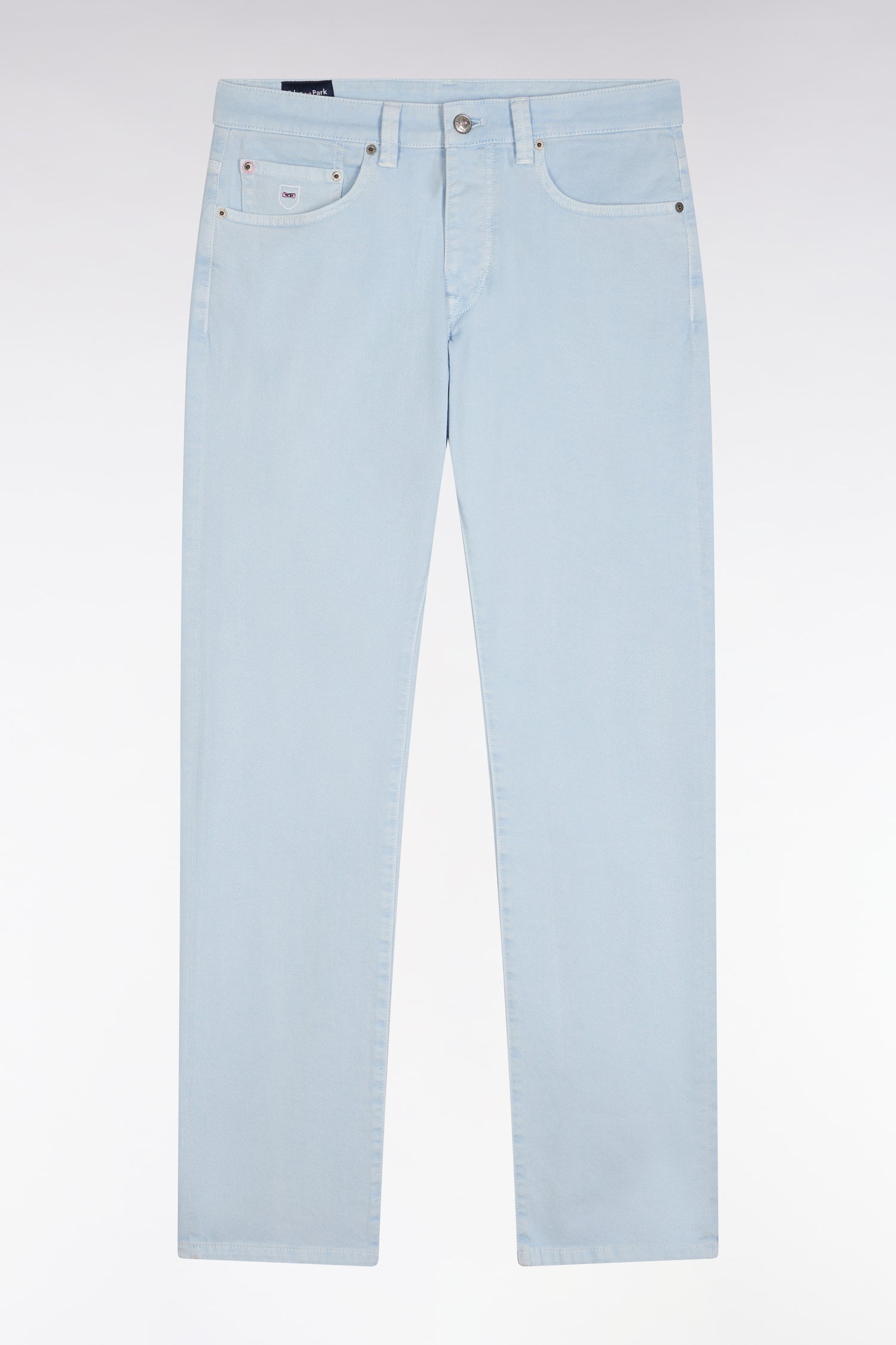 jeans 5 tasche in denim stretch azzurro cielo vestibilità dritta