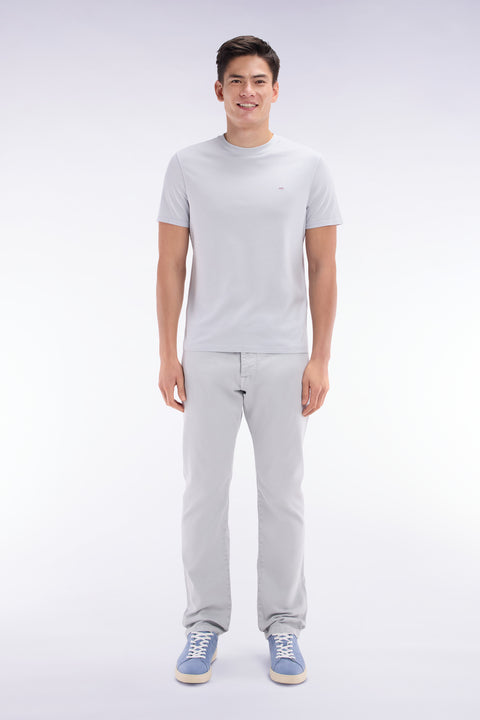 Jean 5 poches en denim stretch gris clair coupe droite - Image 1