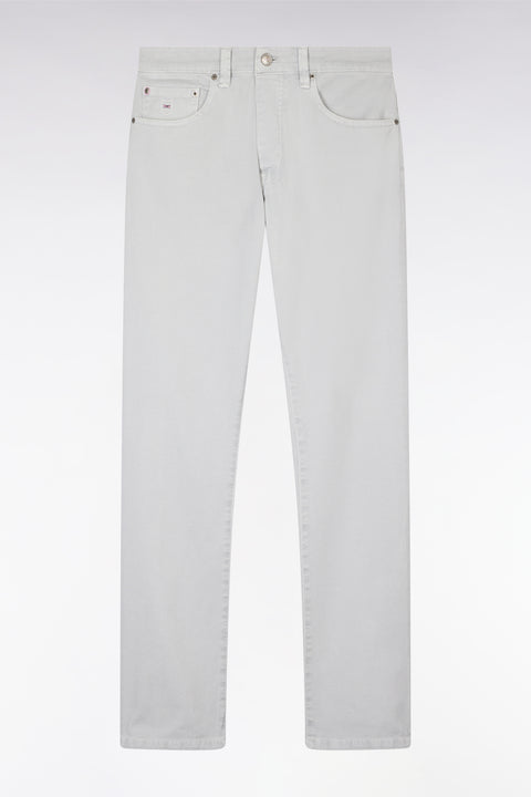 Jean 5 poches en denim stretch gris clair coupe droite - Image 2