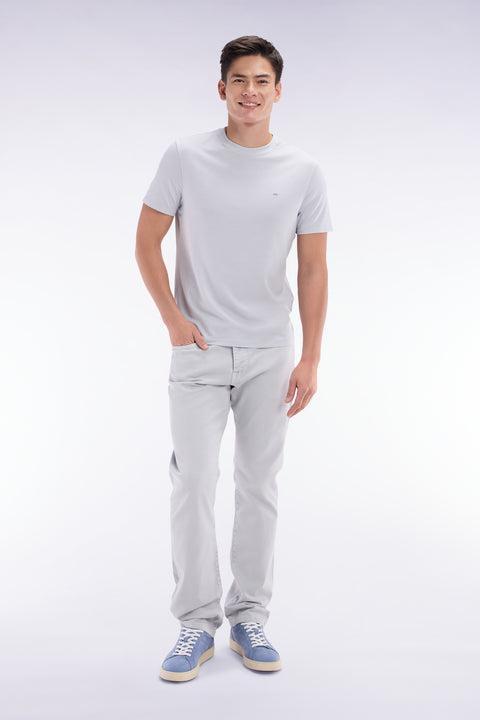 Jean 5 poches en denim stretch gris clair coupe droite - Image 3