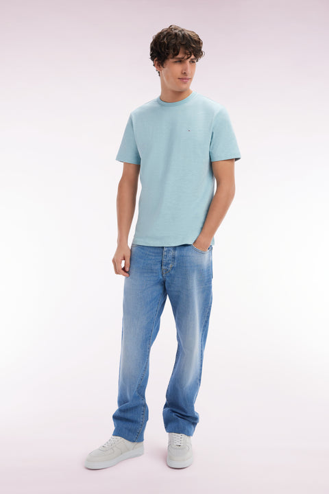 Jean 5 poches en denim bleu délavage stone bleach coupe Comfort - Image 3