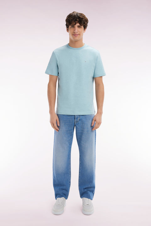 Jean 5 poches en denim bleu délavage stone bleach coupe Comfort - Image 1