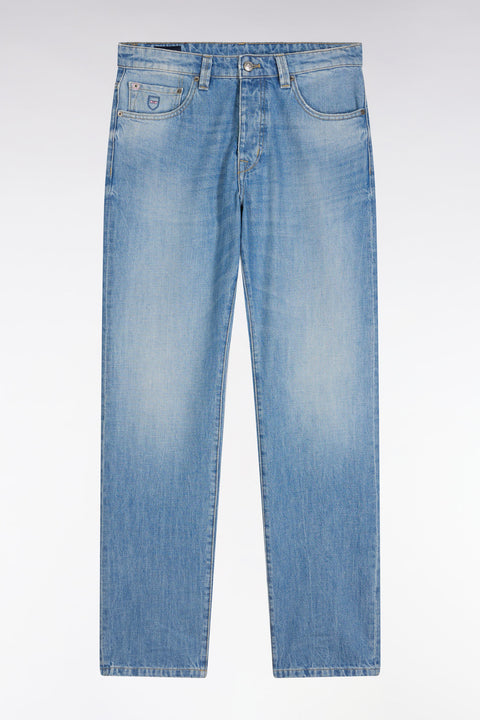 Jean 5 poches en denim bleu délavage stone bleach coupe Comfort - Image 2