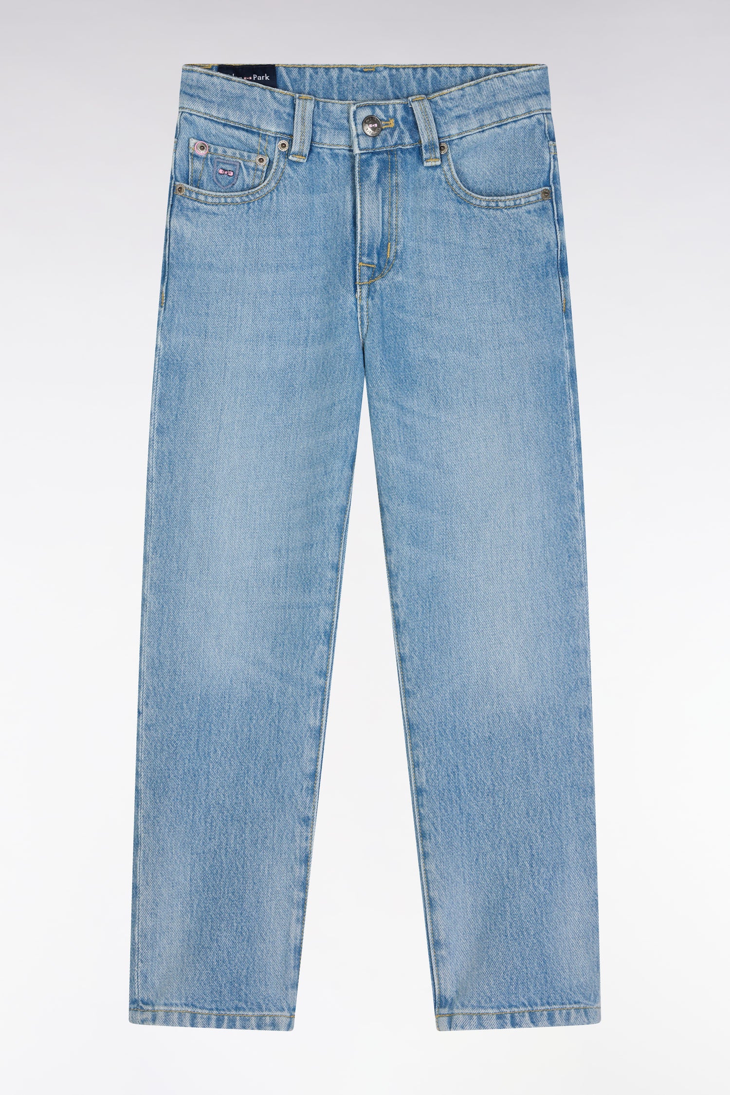 jeans 5 tasche in denim clair vestibilità dritta