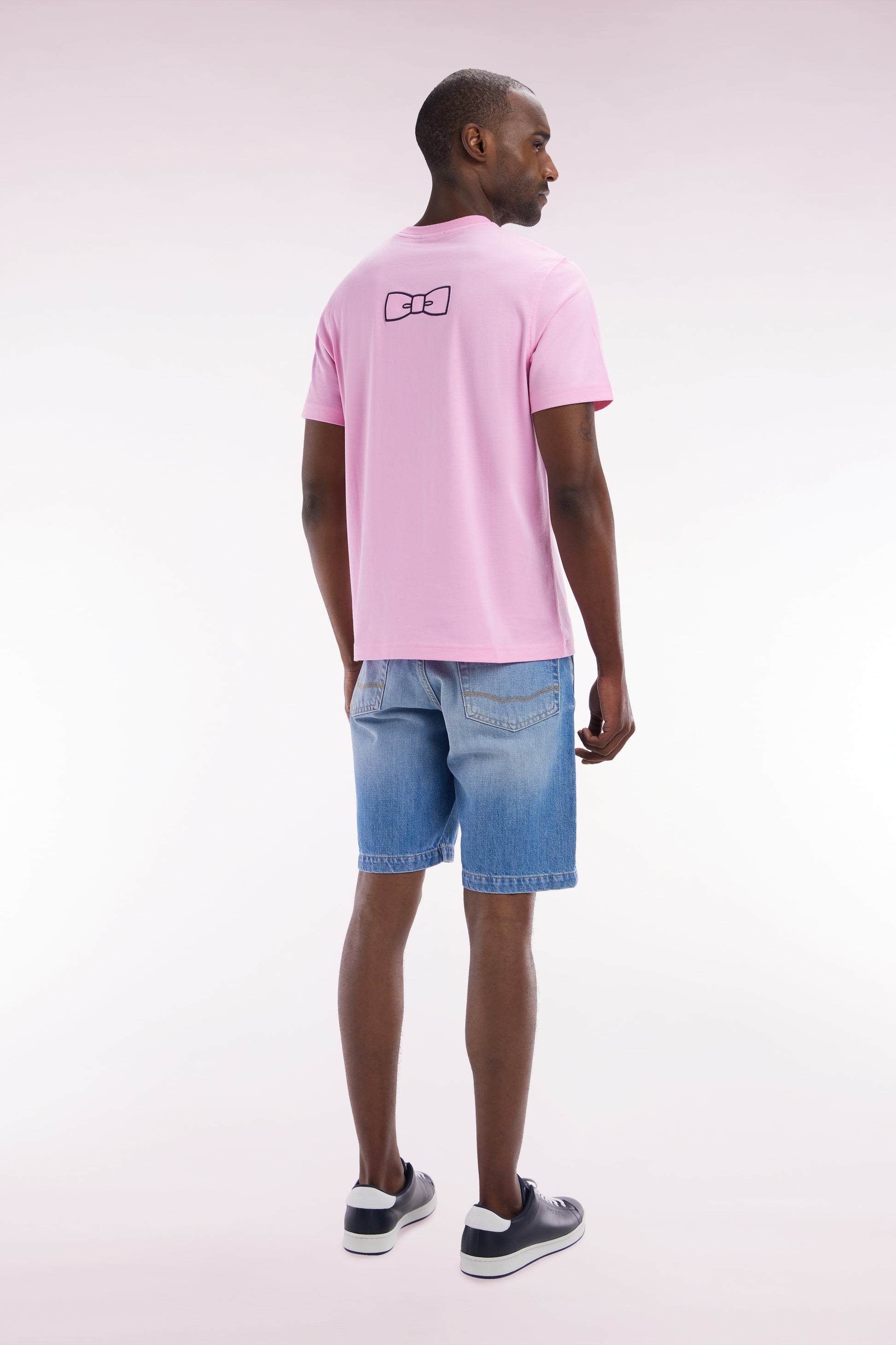 Bermuda 5 poches en denim bleu délavage stone bleach coupe Regular